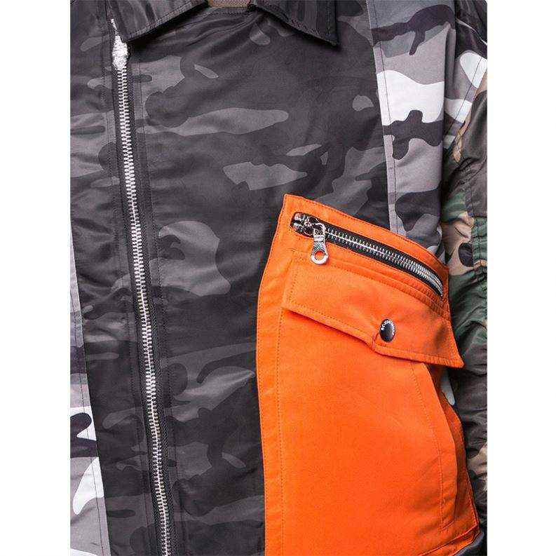 OEM Manufacturer Custom Men's Coat High Quality Long Sleeve Turn-Down Collar Zipper Patchwork Sport Camouflage Jacket