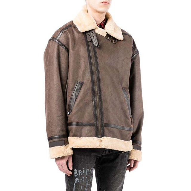 Oem Manufacturer Custom Winter Men Long Sleeve Leather Zipper Turn-Down Collar Skull Applique Print Bomber Jacket