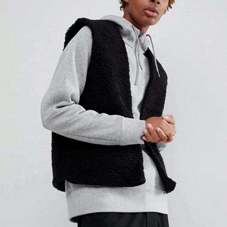 Custom Your Own Logo Sleeveless Black Fleece Jacket Men