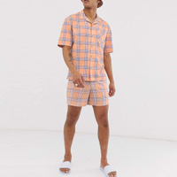 OEM Manufacturer Summer Shirt And Shorts Set For Men Plaid Short Sleeve Button Down Shirts