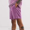 Hot Selling Fashionable Men's Slim Shorts With Utility Belt Washed Purple Heavyweight Canvas Shorts