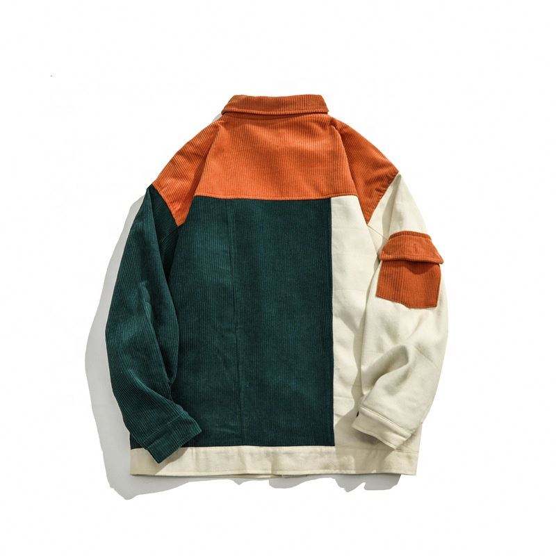 OEM Manufacturer Customized Men's Color Blocking Casual Pocket Long Sleeve Lapel Coat Jacket