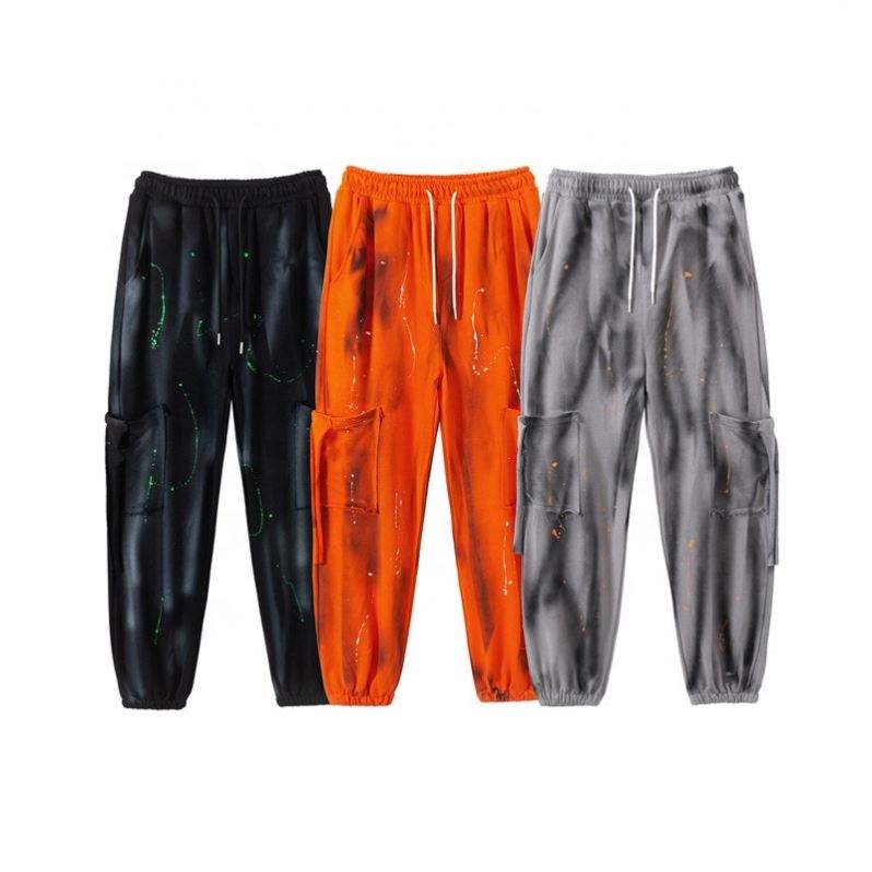 OEM Manufacturer Custom Polyester Cotton Mens Printed Logo Jogger Sweatpants Men Color Block Cargo Custom Pants Men