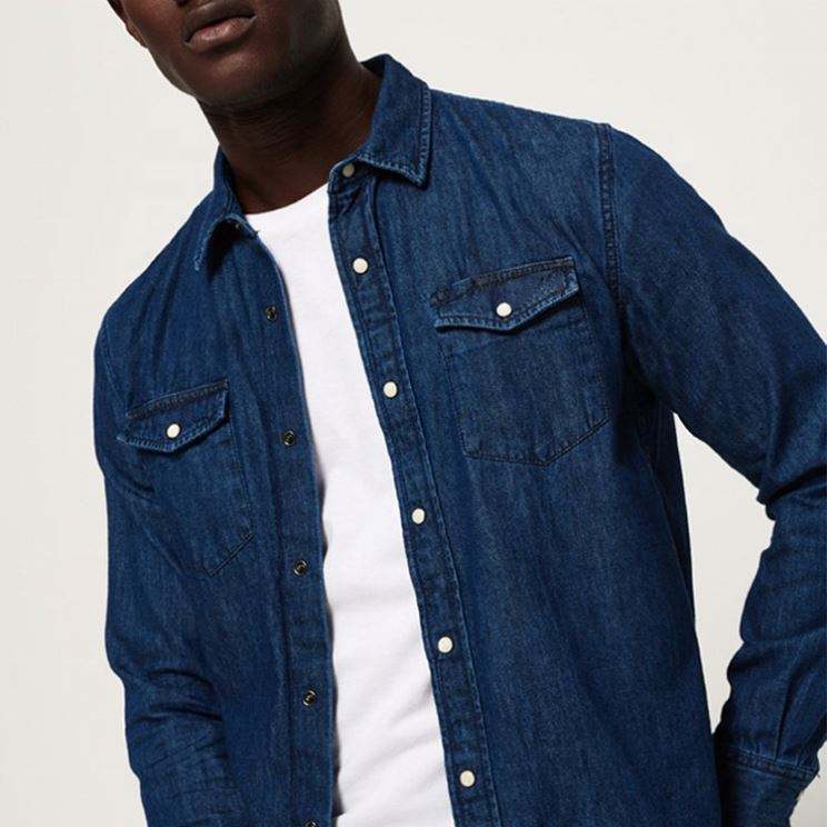 OEM Manufacturer Plus Size Mens Shirts Jeans Latest Design Washed Denim Shirt Regular Fit Casual Men Shirts