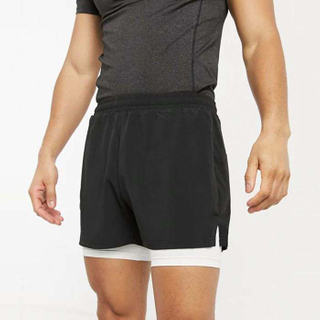 Selling Hot Activewear Block Warna Athletic Cycling Shorts Jalar Lelaki Pinggang 2-dalam-1
