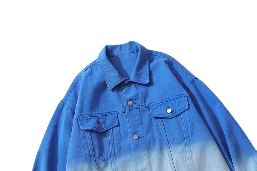 Oem Manufacturer Wholesale Custom Fashion Gradient Pattern Denim Cardigan Clothing Jacket