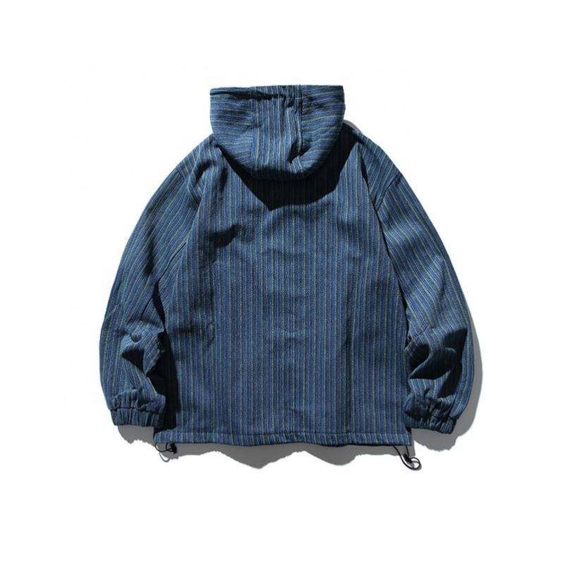 Oem Manufacturer New Custom Fashion Plus Sizes Retro Side Flap Slant Pocket Striped Coat Jacket