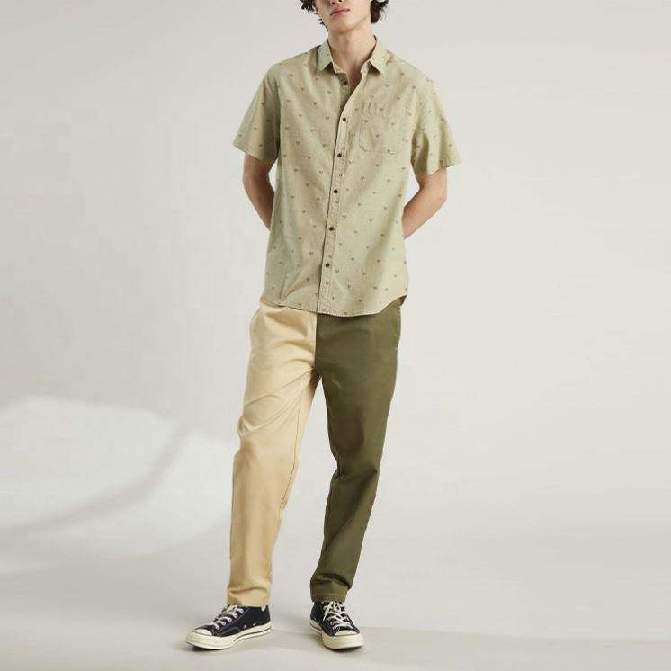 OEM Manufacturer Custom Cotton Twill Pant Color Block Two Tone Contrast Pants Trousers
