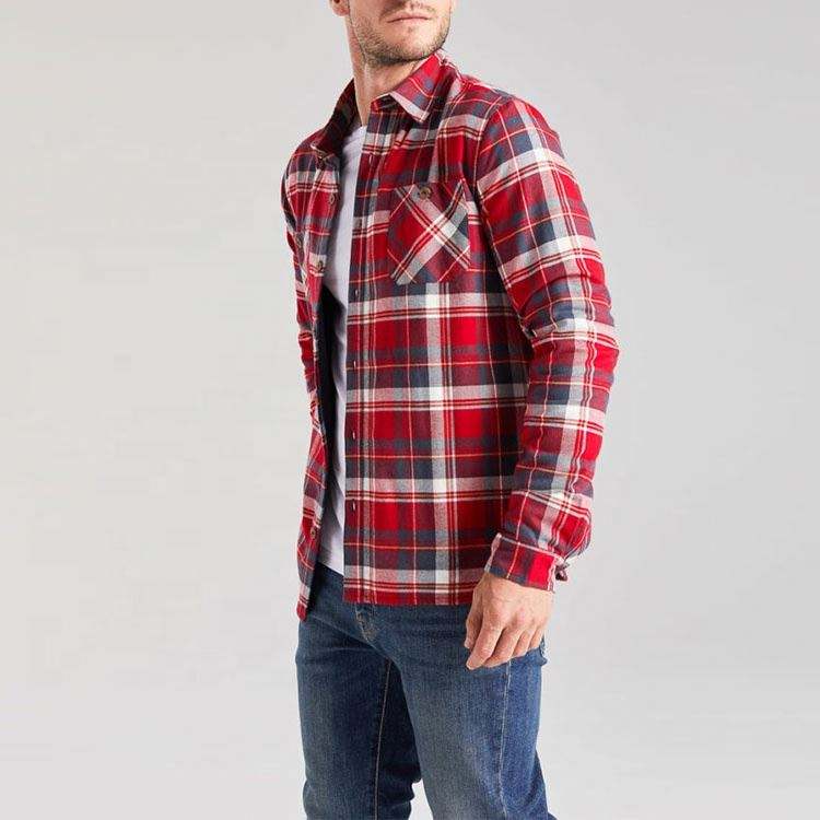 Kvalita OEM výrobce Kostkované košile s dlouhým rukávem na zakázku Pánské bavlněné košile pro volný čas
