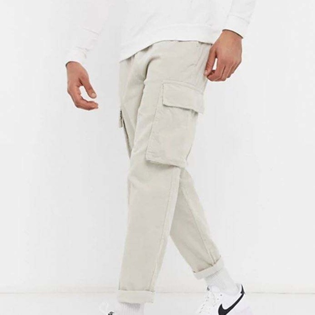 Oem Custom New Designer Mens Elastic Waist Plain Men Corduroy Cargo Pants