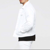 Custom Logo Design 100% Cotton Fold Down Collar Side Hand Pockets White Denim Jackets For Men