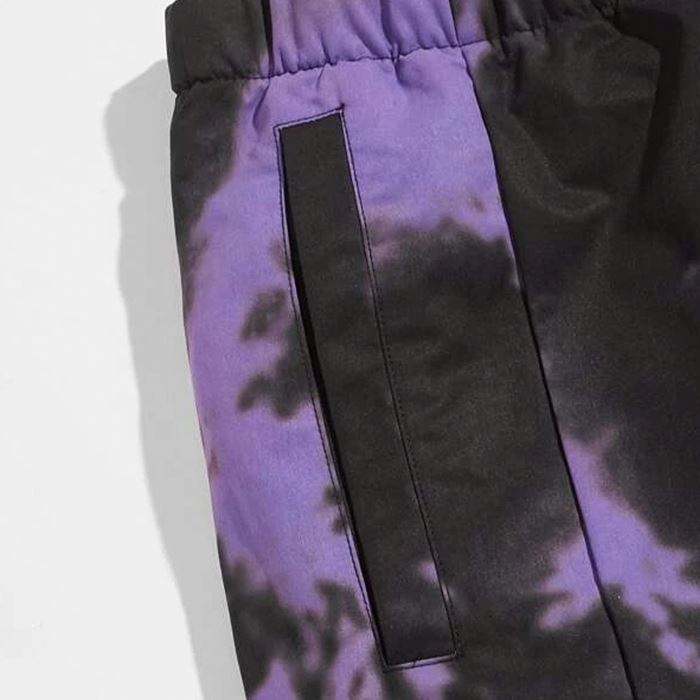 Nuevos pantalones cortos de gimnasio de moda con hebilla y cintura con cinturón, pantalones cortos tipo bóxer de poliéster estampados con tinte anudado para hombres, verano