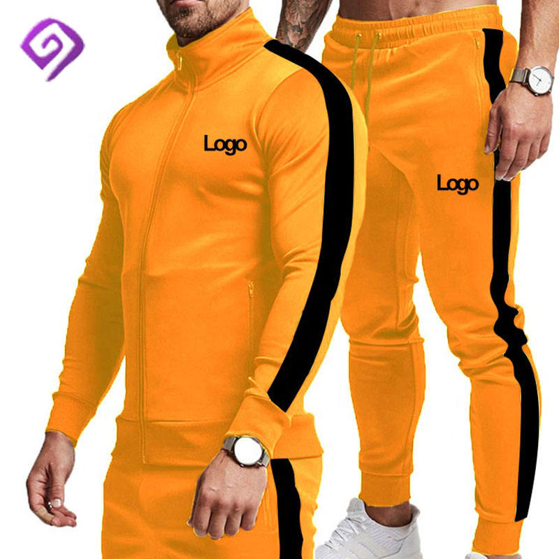 Wholesale Polyester Two Piece Active Wear Set Hoodie Logo Custom Sweatsuit Jogging Sweat Track Suit Sportswear Tracksuit For Men