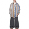 OEM Manufacturer High Quality Custom Men Blouse Square Collar Layered Design Oversized Linen Twill Long Sleeve Plaid Shirt