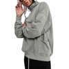 OEM Manufacturer Distressed Quarter Zip Stand Collar Loose Fit Pullover With Pockets Acid Wash Sweatshirts