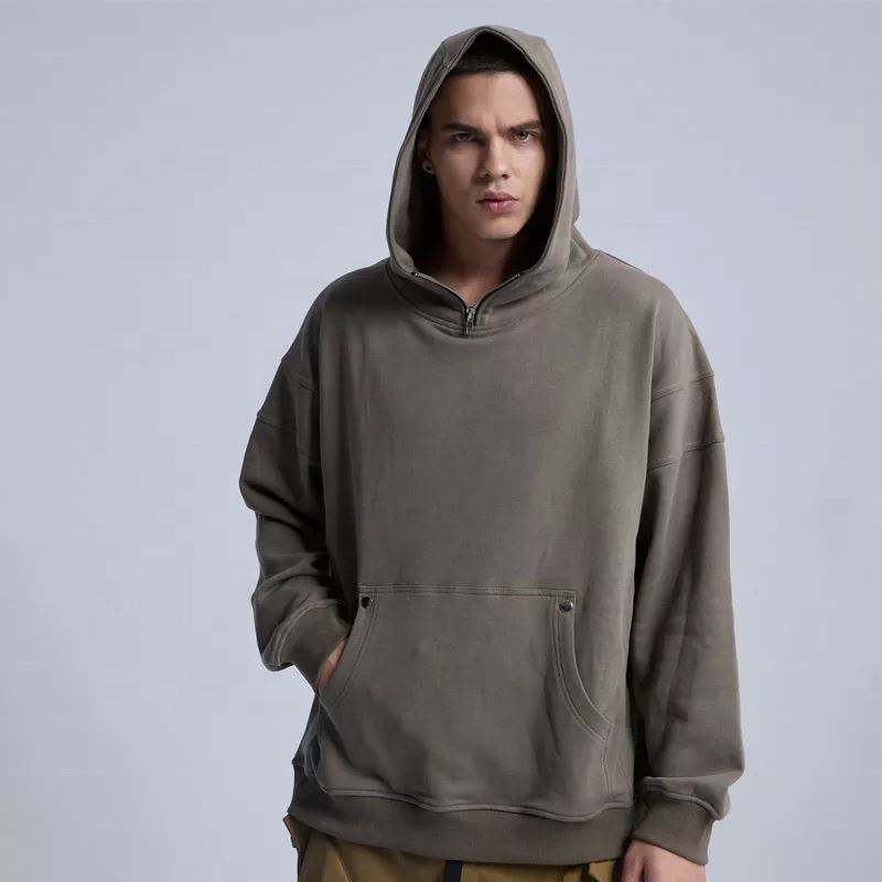 OEM Manufacturer Custom Half Zipper Pullover Oversize Hoodie Men's Clothing