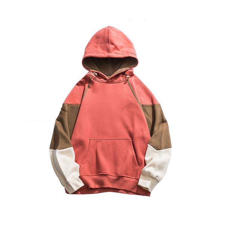 OEM Manufacturer Custom Unisex Cotton Color Block Pullover Tech Fleece Men's Hip Hop Oversized Hoodies