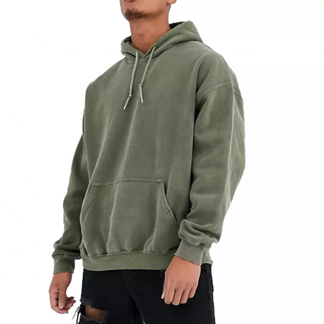 OEM Manufacturer Wholesale Oversized Custom Embroidered Street Style Washed Cotton Men's Hoodie