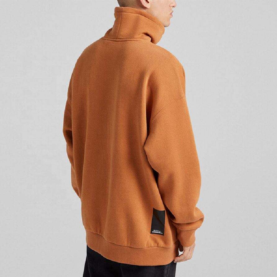 OEM Manufacturer Custom High Quality Cotton Fleece High Collar Oversized Drop Shoulder Sweatshirt Pullover Hoodies