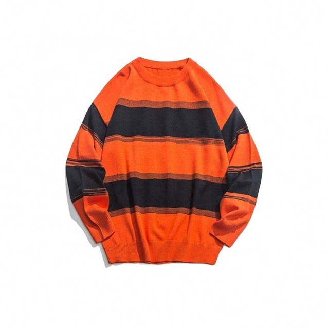 OEM -tillverkare Custom Men's Jumper med Gradient Stripe Tryckt rund halströja