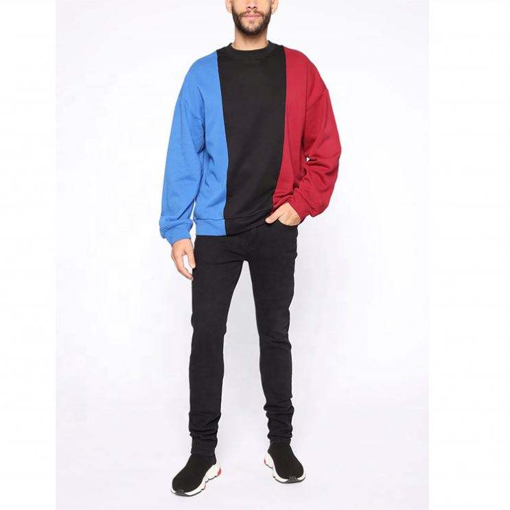 OEM производител Персонализирано сладко улично облекло Crewneck Oversize Splicing Colour Block суичъри