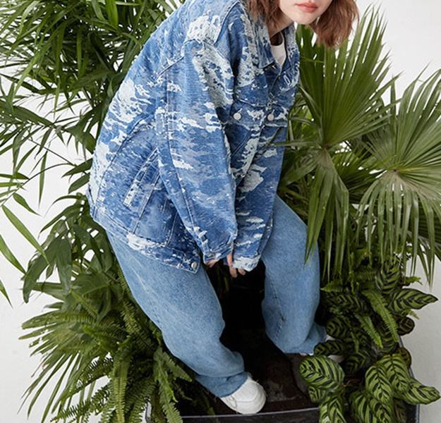 Oem Manufacturer Wholesale Denim Tie Dye Personality Plus Sizes Fashion Three Dimensional Pocket Jacket