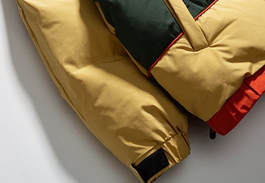OEM Manufacturer Custom Men's Down Stand Collar Collared Color Patchwork Loose Cotton Coat Jacket