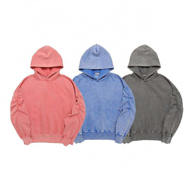 OEM Manufacturer 2021 New Trendy Brand Men's Blank Washed Distressed Pullover Hoodie,Couple Loose Oversized Vintage Hoodies