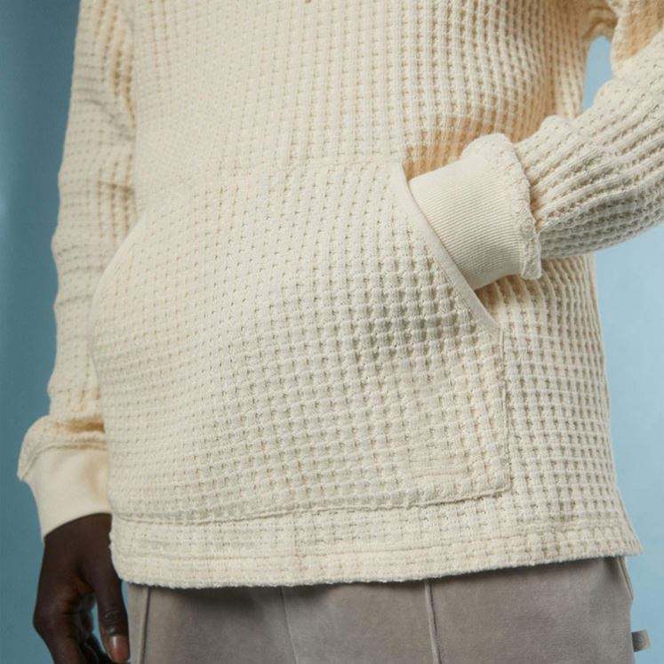 ຜູ້ຜະລິດ OEM Custom New Style Men Waffle Knit Anorak Sweatshirt Pullover With Front Kangaroo Pockets