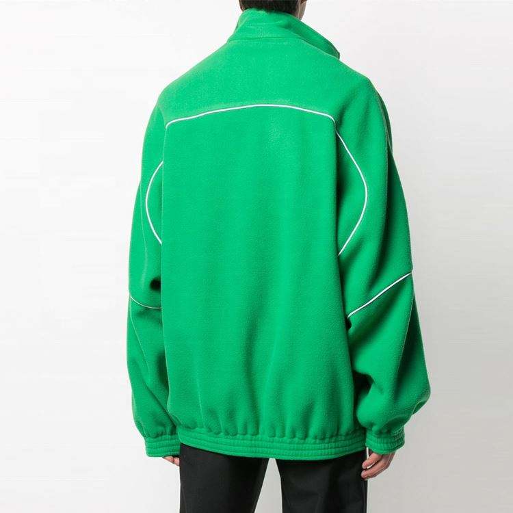 OEM Manufacturer Custom High Quality Warm Fleece Green Zip Up Hoodies Pullover For With Elastic Trim
