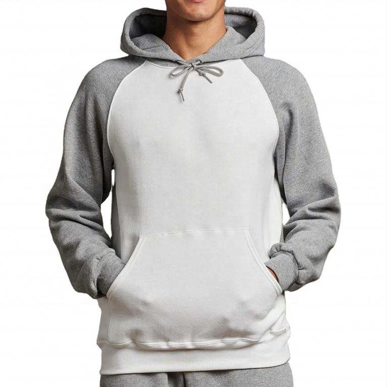 OEM Manufacturer Custom Mens Sports Color Block Fitness Gym Raglan Sleeves Hoodies Pullover