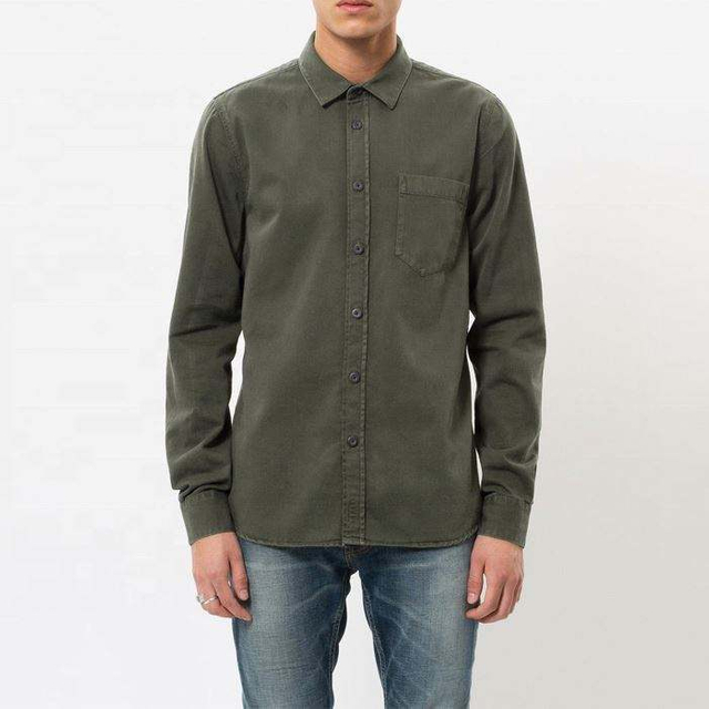 OEM Manufacturer New Fashion Vintage Style High Quality Plain Cotton Washed Shirts For Men