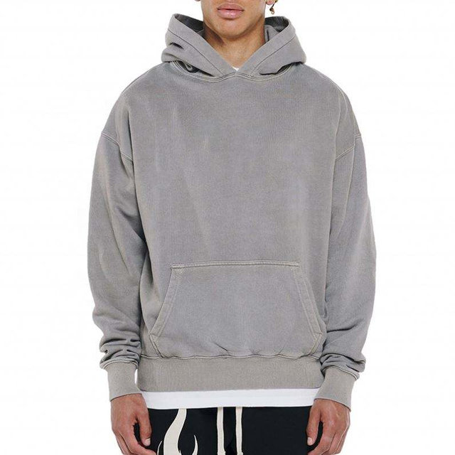 Pengilang OEM Vintage Hoodies Sesuaikan Perancis Terry 420gsm Berat Berat Streetwear Plain Hoodie Susu