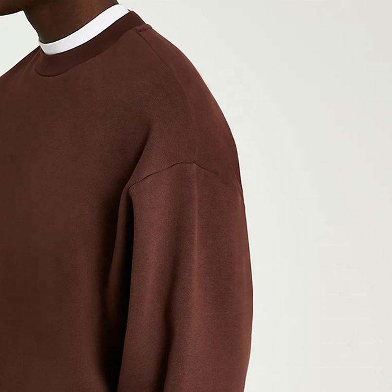 OEM Manufacturer Custom Bulk Logo Blank Plain 360GSM Heavyweight Oversized Men Brown Crewneck Sweatshirt Hoodie Clothing