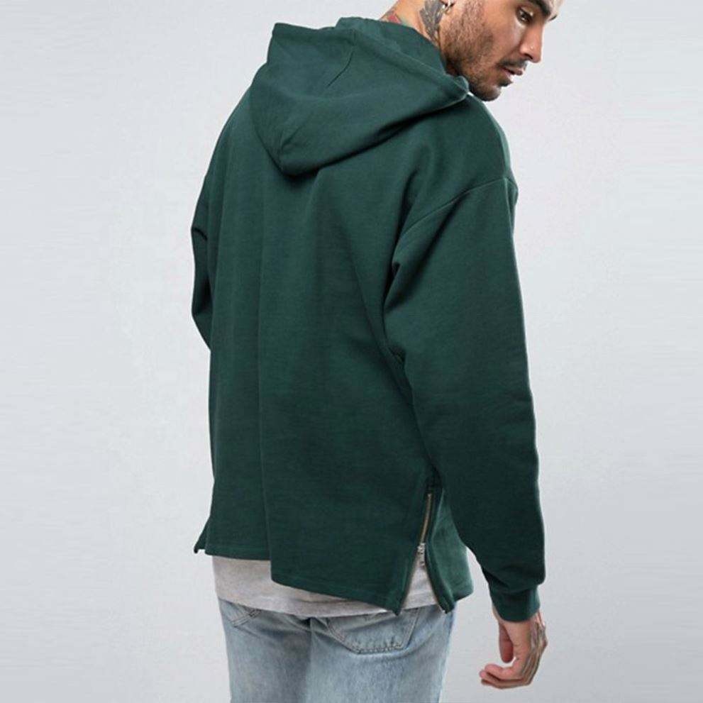 OEM Manufacturer Custom Blank Oversized Half Zip Pullover Sides Zippers Plain Hoodies Sweatshirt