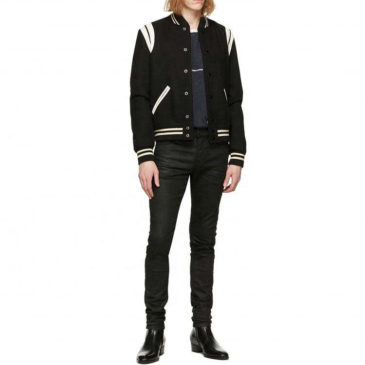 Oem Manufacturer Custom High Quality Bomber Wholesale Men Black Baseballs Jacket