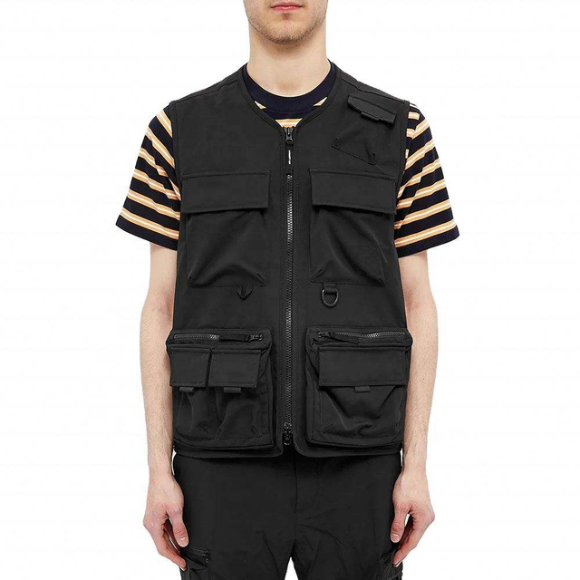 OEM Manufacturer Custom Design Logo Workwear 100%Polyester Waterproof Cargo Pockets Zipper Men's Vests Jacket