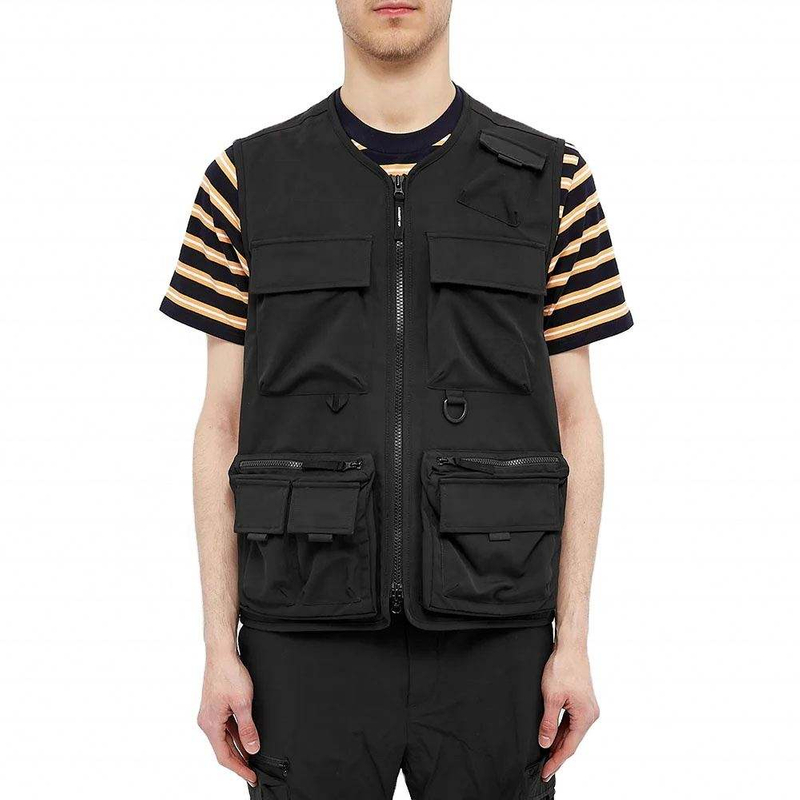 OEM Manufacturer Custom Design Logo Workwear 100%Polyester Waterproof Cargo Pockets Zipper Men's Vests Jacket