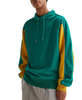 OEM Manufacturer Contrast Sleeve Color Piping Green Color High Quality Polyester Mock Neck Drawstring Hoodies Sweatshirts