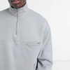 OEM Manufacturer Custom High Quality Cotton Heavyweight Grey Half Zip Funnel Neck Sweatshirt