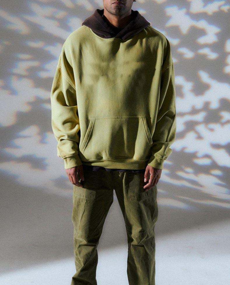 OEM Manufacturer Custom Latest Design Mens Cotton Thickness French Terry Vintage Washed Drop Shoulder Colorblock Hoodie