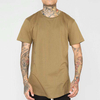 High Quality Cotton Tshirt Custom Short Sleeve High Low Bottom Side Zip Hem Men's T-Shirts