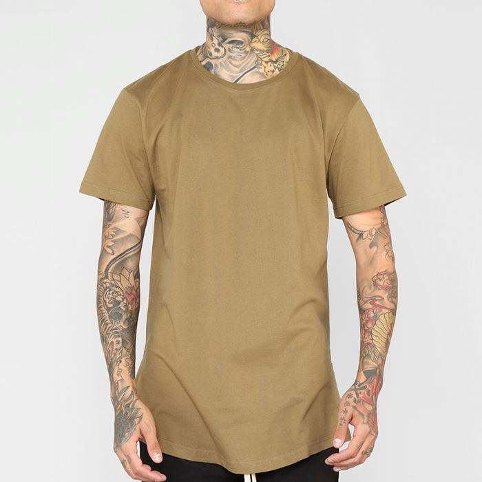 High Quality Cotton Tshirt Custom Short Sleeve High Low Bottom Side Zip Hem Men's T-Shirts