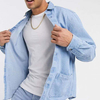 OEM Manufacturer Wholesale Mens Clothing Shirts Long Sleeve Denim Shirt Washed Blue Button Up Men Overshirt