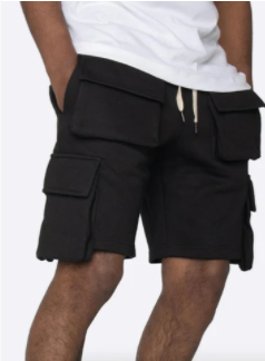 Shorts masculinos de verão curtos de rua com bolso 3D de lã Cargo