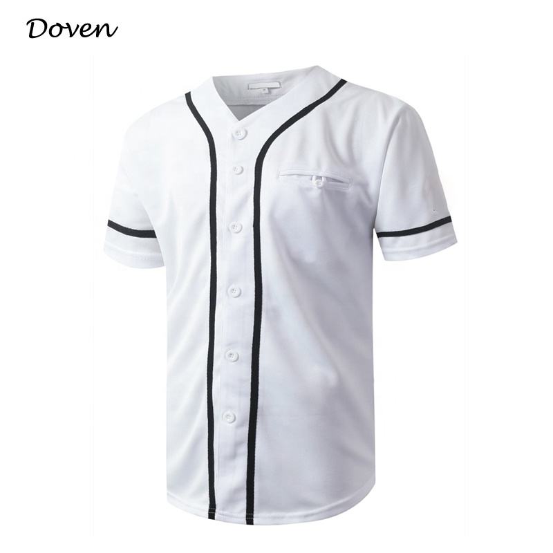 Camisa de beisebol americana com botões em branco