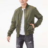 Lated Design Plain Color Jackets For Men Casual Zipper Front Ribbed Trim Spring Wear Biker Jacket