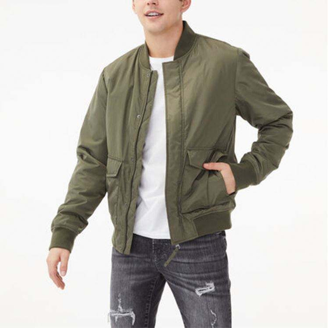 Lated Design Plain Color Jackets For Men Casual Zipper Front Ribbed Trim Spring Wear Biker Jacket