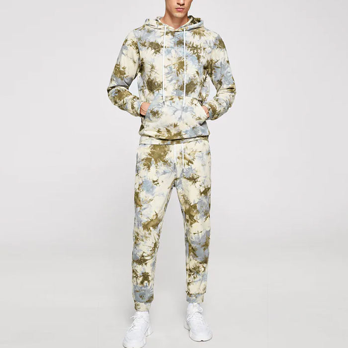 New Tracksuit Designs For Men Tie Dye Drawstring Hoodie & Sweatpants Set