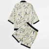 Summer Fashion Shorts Set Mens Crane Print Contrast Binding Kimono Shorts Set Men Two Piece Shorts Set